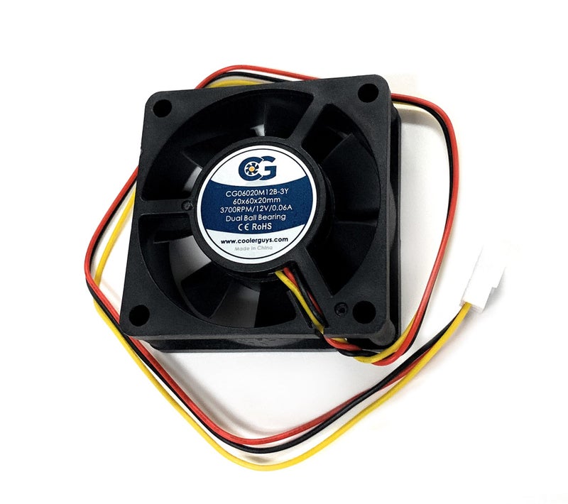 coolerguys مروحة كولر قايز ذات محمل كروي مزدوج 12 فولت 3 دبابيس (60x20 مم، سرعة متوسطة) - Image 1